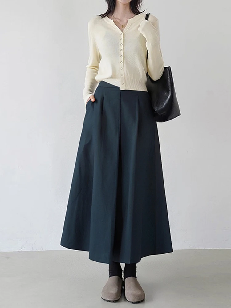 

Осень 2022, новая юбка трапециевидной формы, профессиональная женская юбка из полиэстера с уникальным дизайном и высокой талией