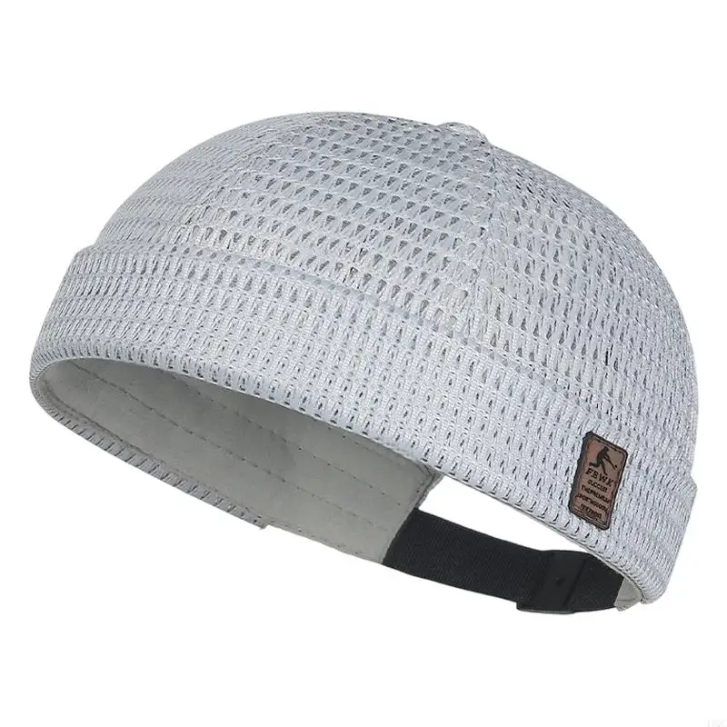 Comfortable Mesh Skull Hat Adjustable Brimless Docker Cap For Hiking Fishing Beach Daily Outdoor Activity Headwear 
