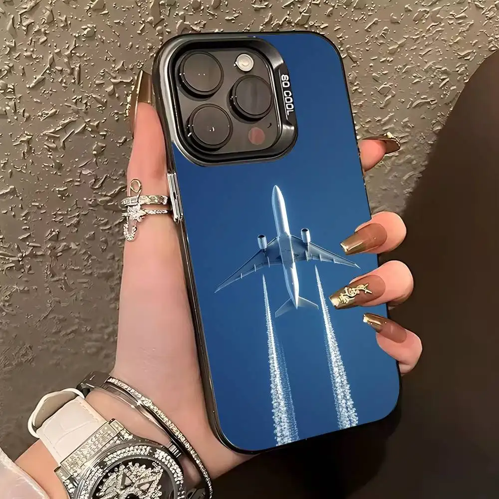 حافظة هاتف على شكل طائرة لهاتف آيفون 17,16,15,14,13,12,11 Plus,Pro Max,XS,حافظة هاتف فضية ملونة