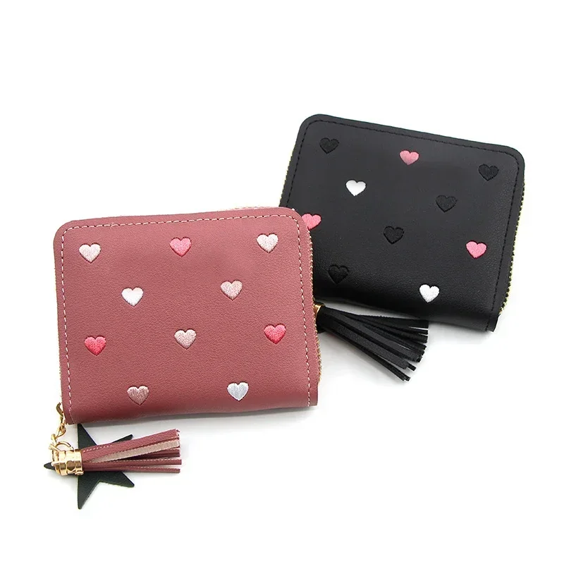 Mini Tassel Credit Card Wallet Women Money Wallet Ladies Cute Girl Short Zipper Lovely Pu Leather Coin Purse Female Hand Wallet