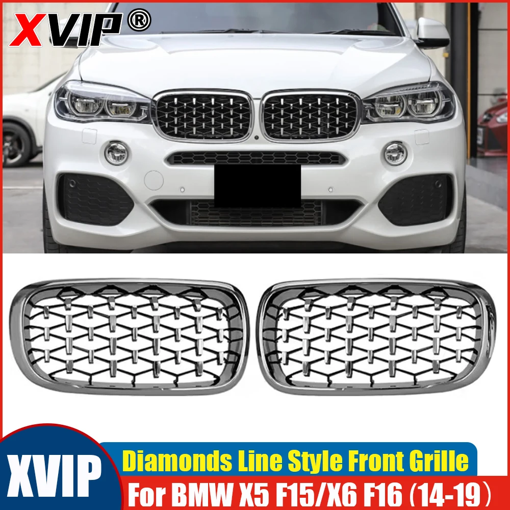 

XVIP Silver Diamonds Style Front Hood Kidney Grille Grill For BMW X5 F15 X6 F16 2014-2019 Facelift Front Grille Car Accessories