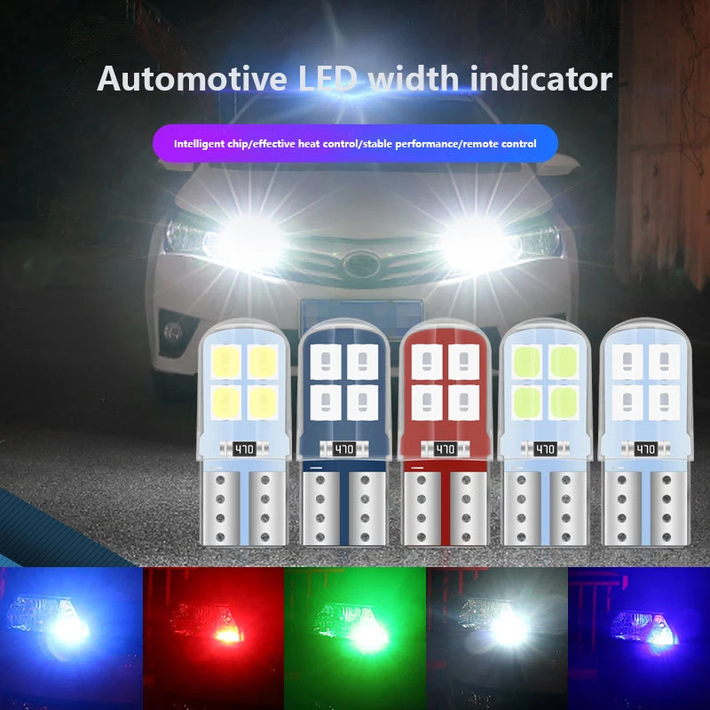 Car LED T10 W5W Canbus Glass COB 6000k Reading Dome Lamp Marker Wedge License PlateLight Bulb 168 194 192 DC 12V White Blue Red