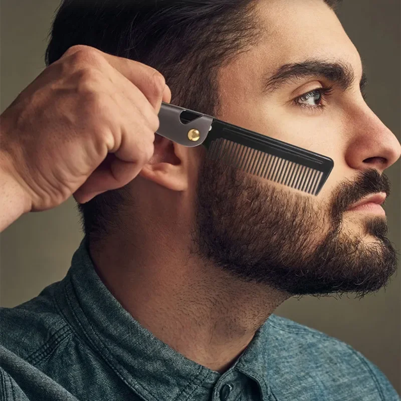 

Расчески для волос, складные инструменты для формирования волос для мужчин, масляная головка, портативные расчески для бороды, складные винтажные стальные расчески