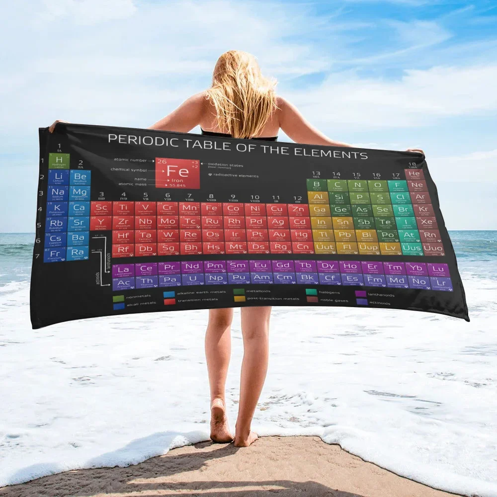 Periodic Table Of Elements Chemistry Bath Towel Camping Bathroom Accessories Microfiber Beach Towel Bath Towels for Adults