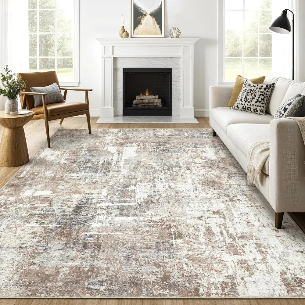 Area Rugs Washable Rug: Living Room Large Soft Abstract Modern Stain Resistant Indoor Floor Carpet Machine Washable Low Pile