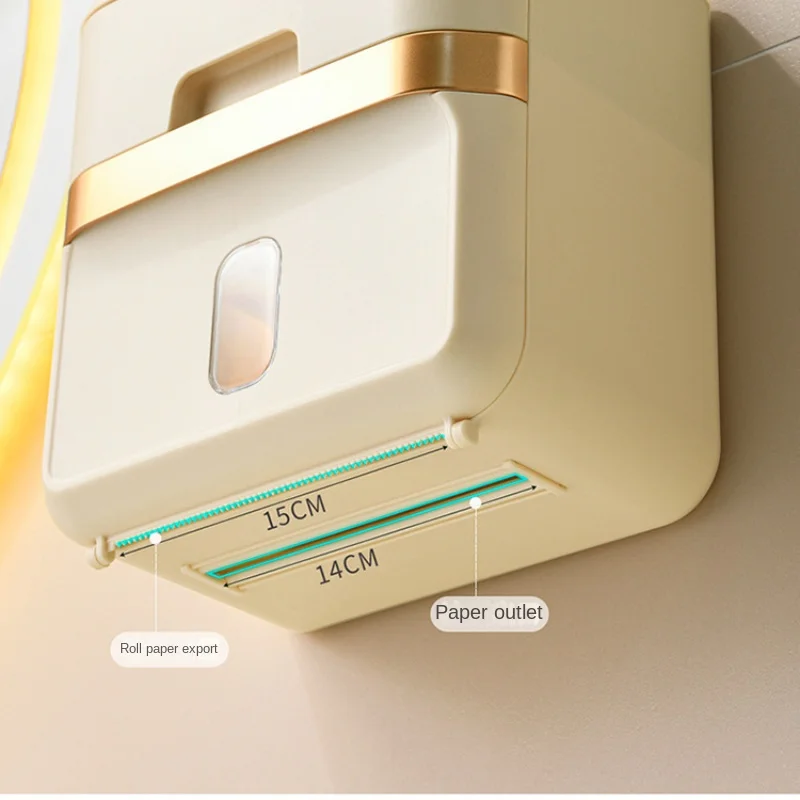 Punch-free Waterproof Paper Towel Box Bathroom Wall-Mounted Toilet Paper Holder Double Layer Design Toilet Roll Paper Tube Rack
