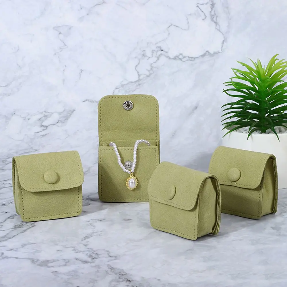 

Earring Storage For Women Men Necklace Pouches Botton Gift Packaging Velvet Pouch Packaging Snap Bags Jewelry Purse Bags