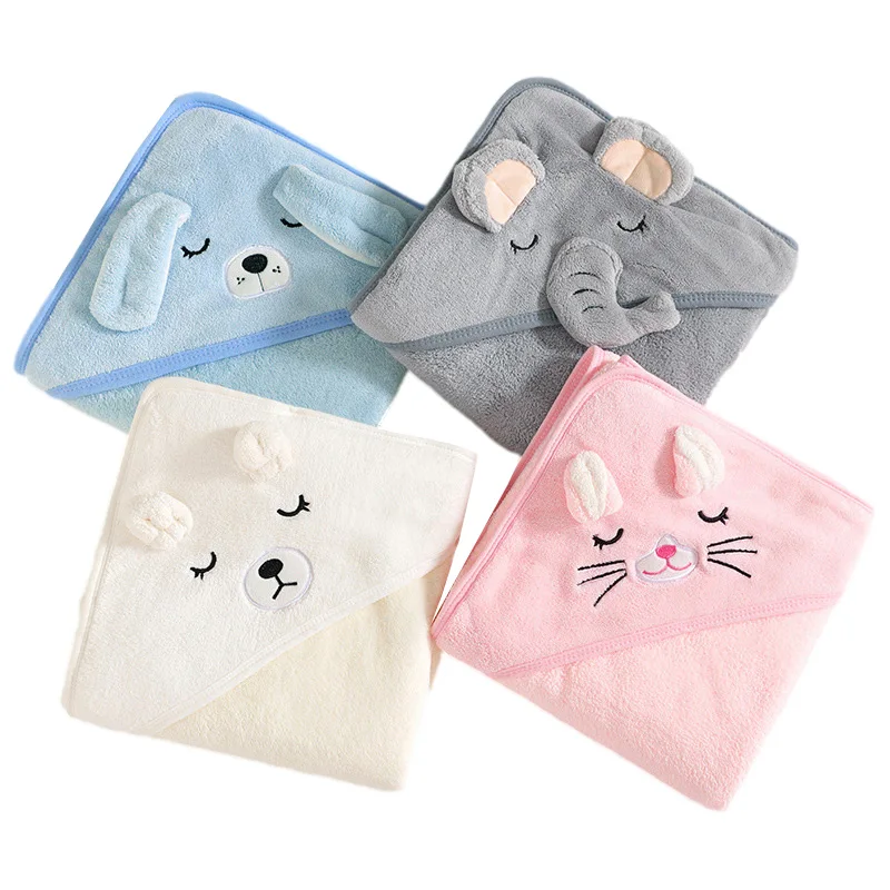 Baby Bath Towels Soft flannel Newborn Hooded Towel Blanket Boys Girls Cartoon Animal Toddler Bathrobe Warm Sleeping Swaddle Wrap