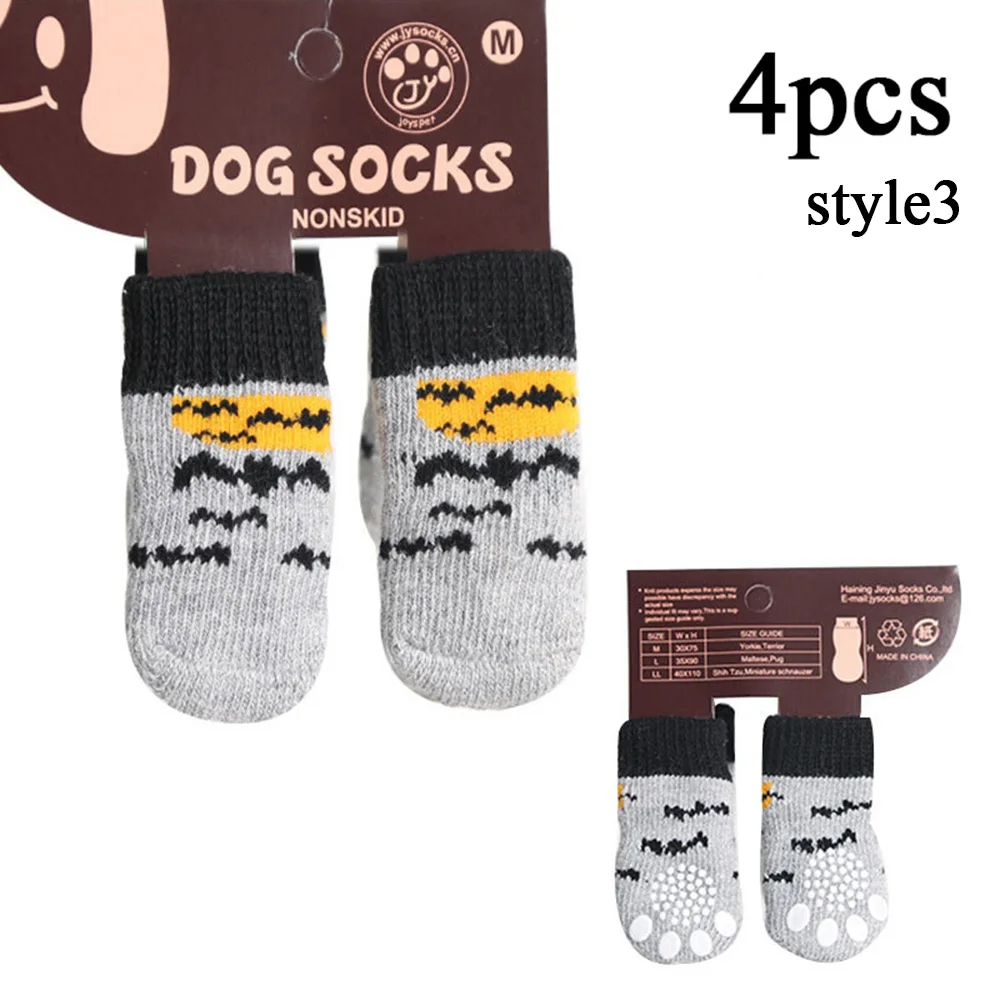 4 teile/satz Winter Hund Socken Nette Muster Fuß Abdeckungen Warme Anti Slip Schuhe Welpen Pfote Schutz Weihnachten Geschenk für Welpen katze Hunde