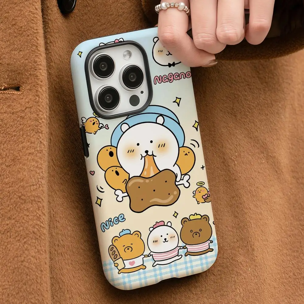 

Cartoon Jokes Bear Phone Case For iPhone 16 15 14 13 12 11 Pro Max Plus Glossy HD Double-Layer Liquid Back Film Hard Shell