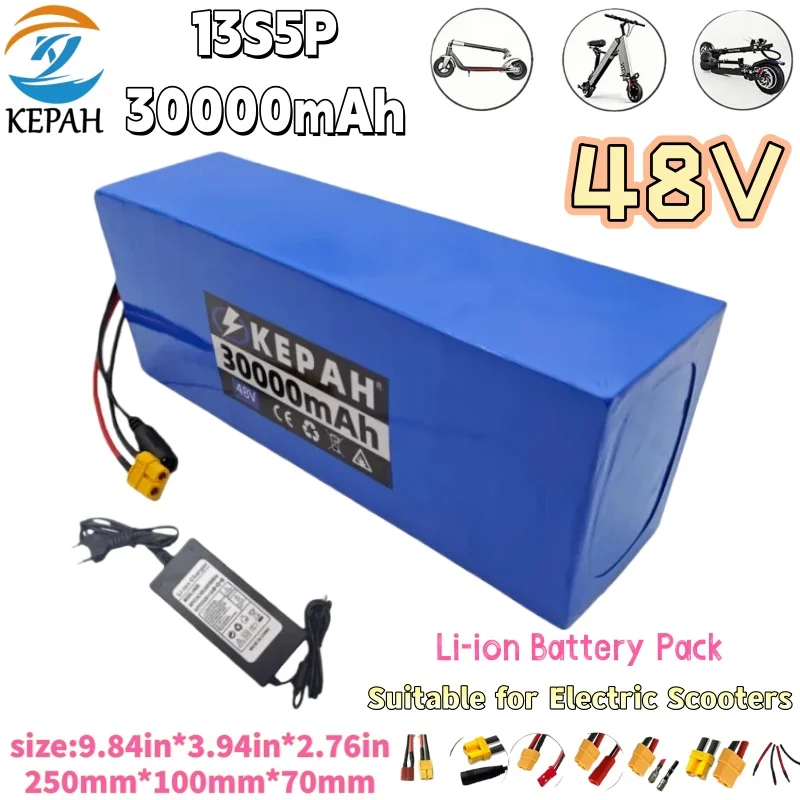 

13S5P 48V 30Ah 3000W Rechargeable Li-ion Battery Pack 18650 for Electric Bicycles Motorized Scooters Backup Solar Power Storage