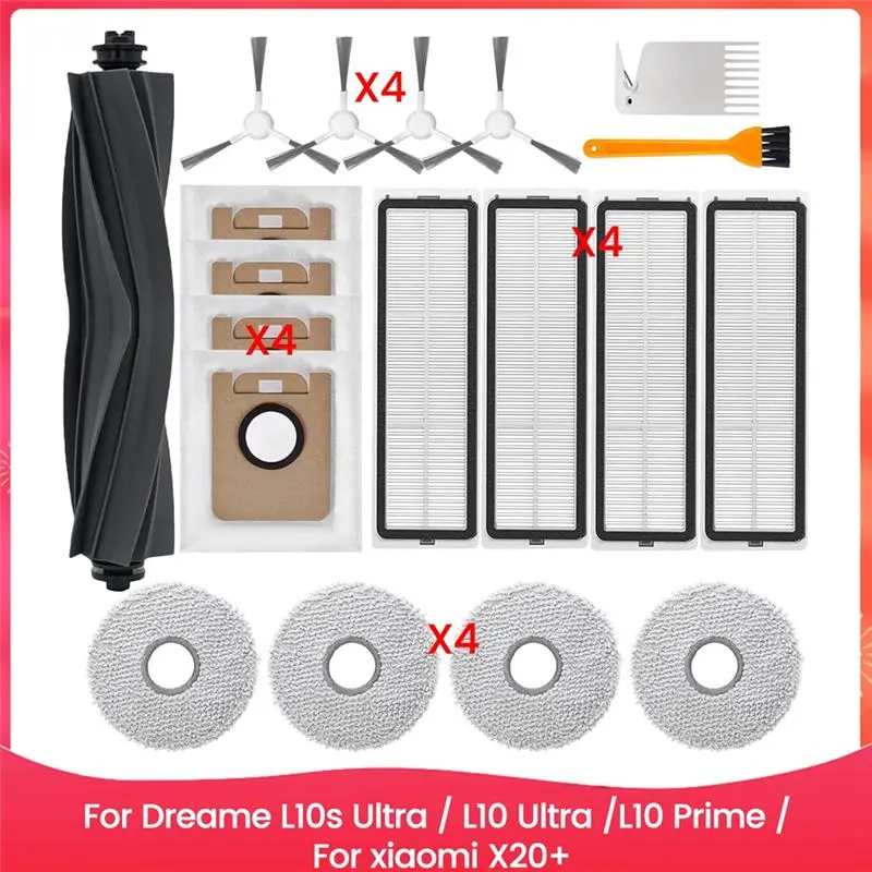 A21Q -For Dreame L10s Ultra / L10 Ultra / L10 Prime / X20+ Robot Vacuum Cleaner Replacement Parts Accessory Set
