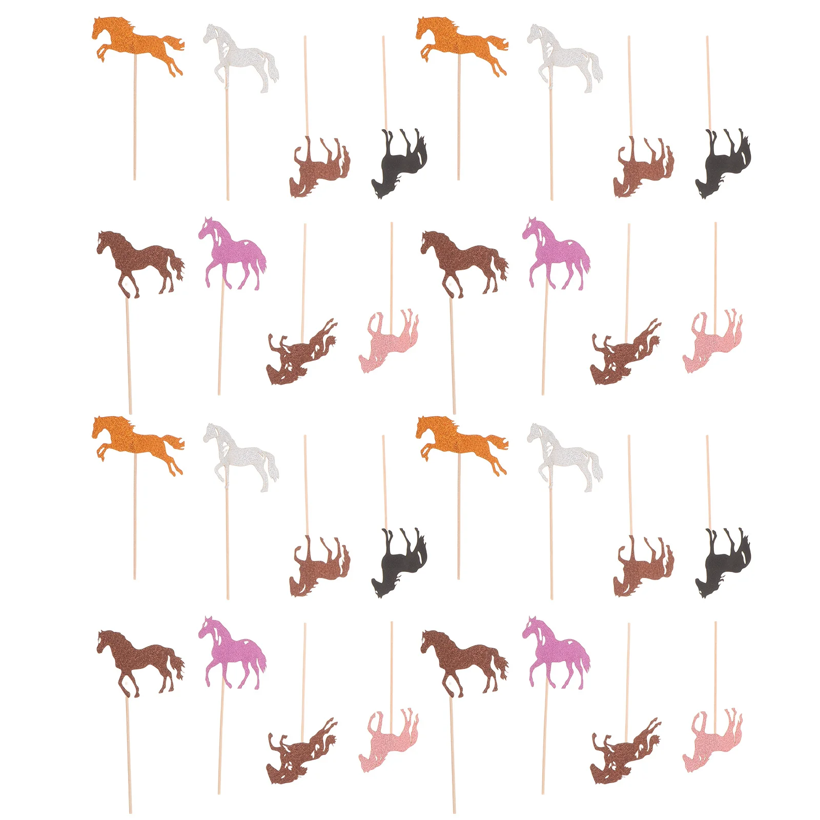 

32pcs Horse Themed Cake Decorations Cupcake Toppers For Birthday Party Horse Riding Events Equestrian Table Decor Cake Insert