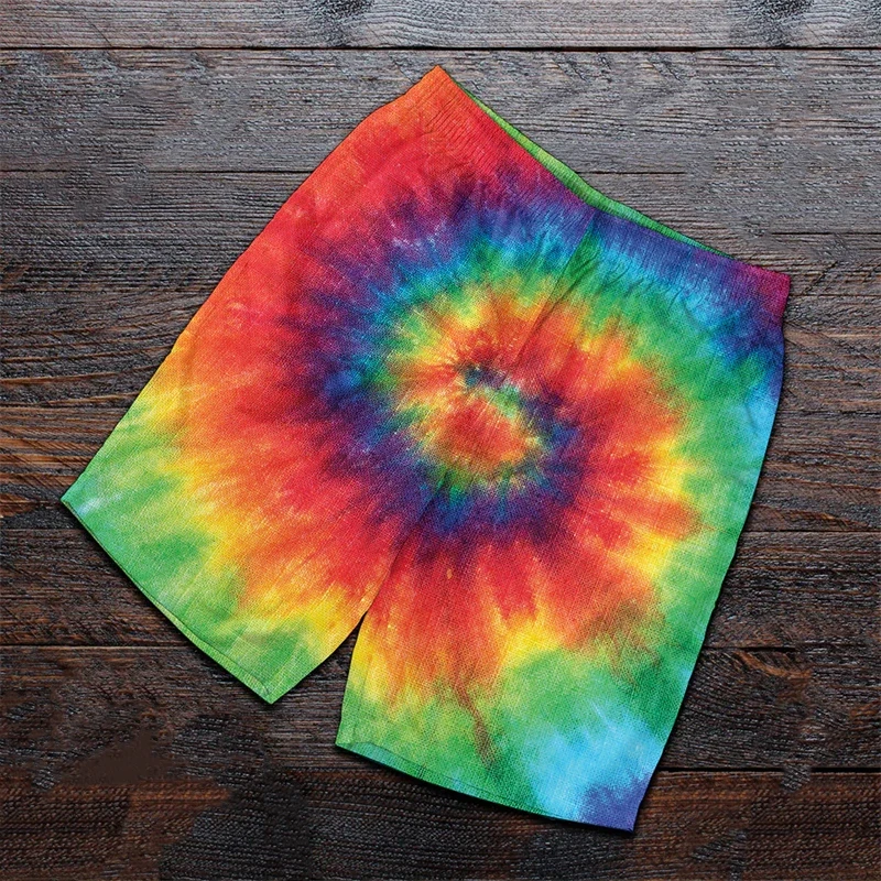 Summer Tie Dye 3D Printed Beach Shorts Men's Fashion Casual Board Shorts Male Swimming Trunks Short Pants Man Swimsuit Clothing