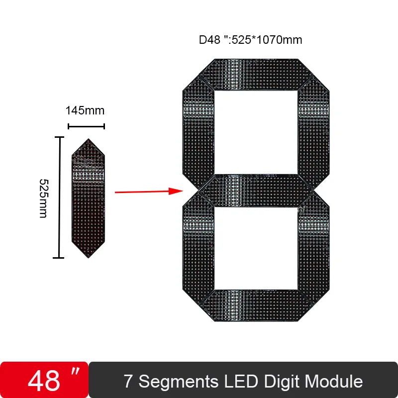 48inch 7-Segment LED Digits Display Large Segment Digital Module For Oil /Gas Price Sign Outdoor Waterproof Module