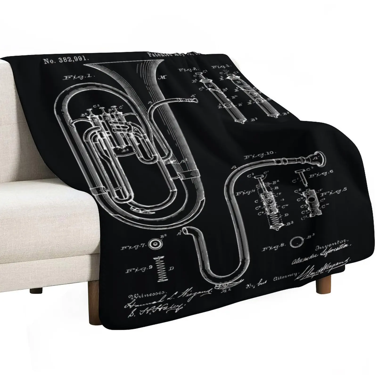 Tuba Blueprint Throw Blanket Blankets For Baby Hair Blankets Sofas Of Decoration Thins Summer Furry Blankets 2