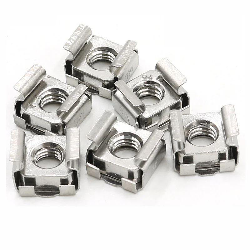 5/10pcs M4 M5 M6 M8 M10 M12 A2-70 304 Stainless Steel / Nickel Square Clip Floating Cage Nut for Server Cabinet Shelf Rack Mount