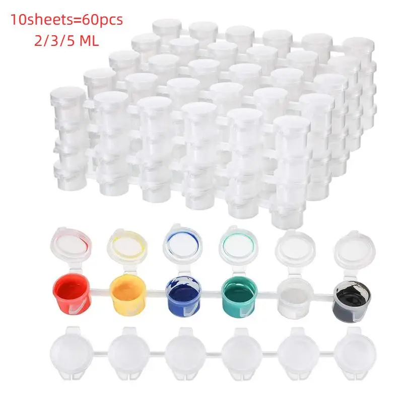 10Pcs 3ml 5ml Empty Mini Paint Container Strips Storage Container With Lids For Arts And Crafts Paint Empty Paint Pot