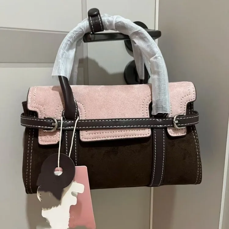 New retro frosted suede shoulder crossbody bag style motorcycle Boston bag versatile small square crossbody bag