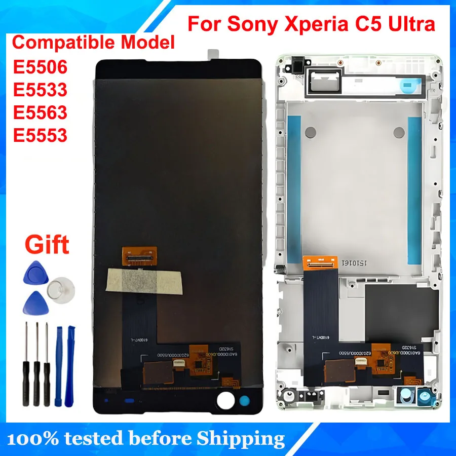 Для Sony Xperia C5 Ultra Замена аксессуаров для телефона E5506 E5533 E5563 ЖК-панель Дисплей Сенсорный экран Дигитайзер Панель в сборе Для Sony Xperia C5 Ultra Замена аксессуаров для телефона E5506 E5533 E5563 ЖК-панель Дисплей Сенсорный экран Дигитайзер Панель в сборе