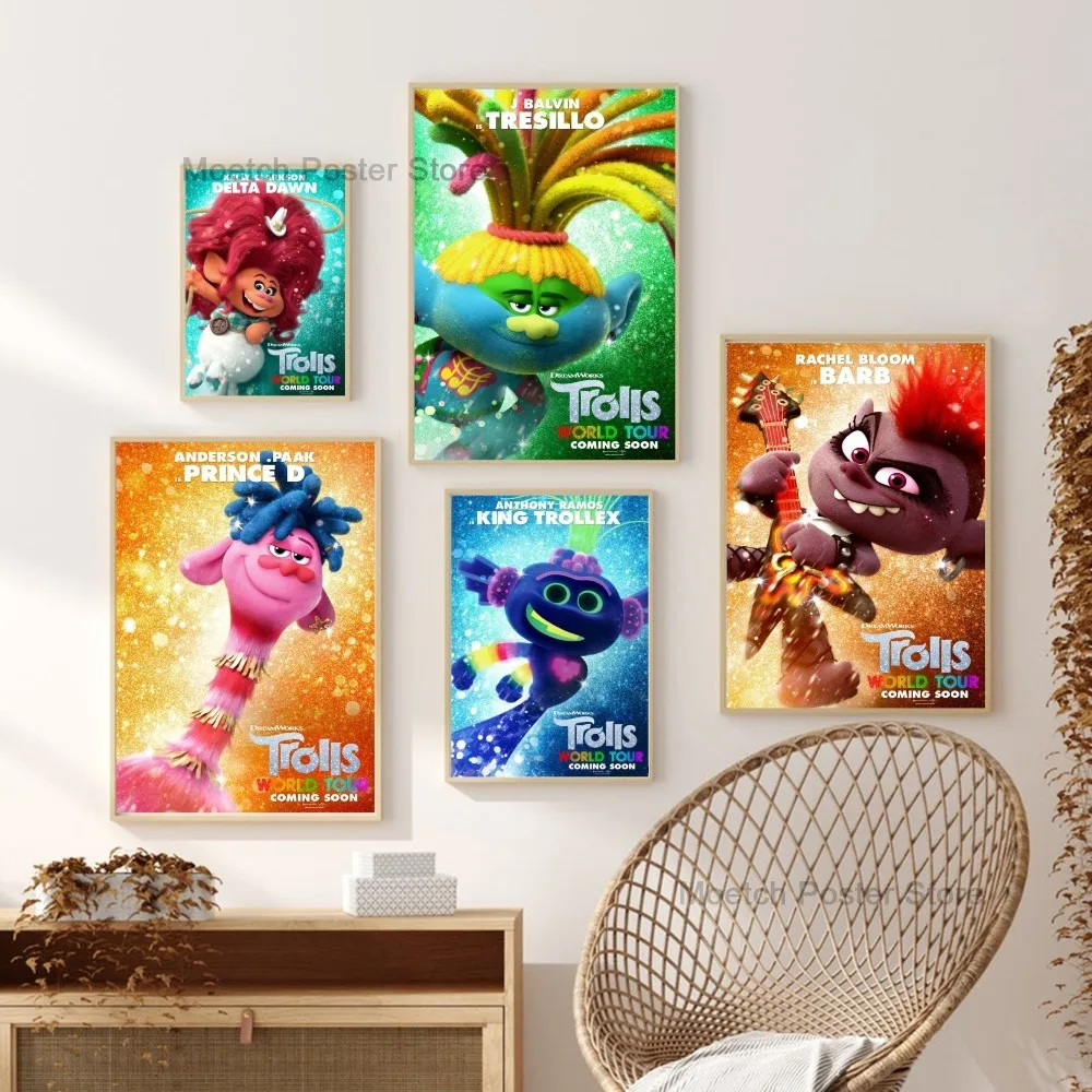 Animated Movie Trolls 2 Poster Decorative Painting Bedroom Bedside Wall Sticker Living Room Restaurant Cafe Entrance Mural