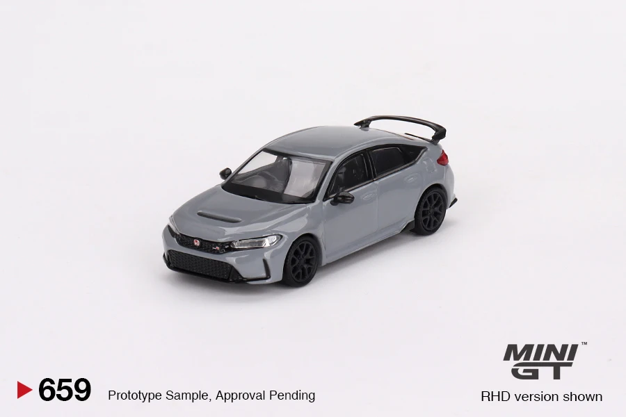 MINIGT 64 Honda Civic Type R Sonic Gray Pearl 2023 MGT00659-CH Alloy Die Cast Sports Car Model Collection