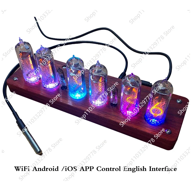 IN14 glow tube DIY clock QS18 GPS timing sandalwood shell digital tube clock