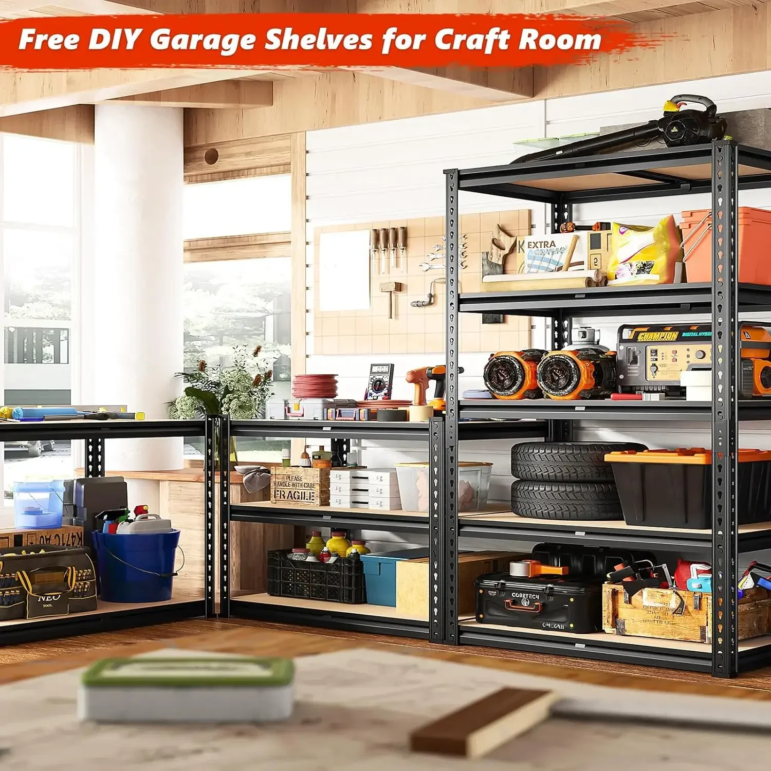 72 "Garage Rekken Zware Opslag Planken 2000LBS Garage Planken 5 Tier Metalen Opslag Rekken Verstelbare Garage