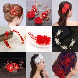 1PCS Red Wedding Hair Pins Crystal Decorative Halloween Vine Bobby Pin Clip Women Bun Bridal Accessories for Brides and Bridesma