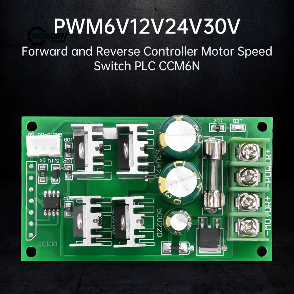 DC 6-30V 6A Motor Speed Controller Reversible PWM Control Forward/Reverse Switch Board Max 10A Module 12V 24V CCM6N Power Supply