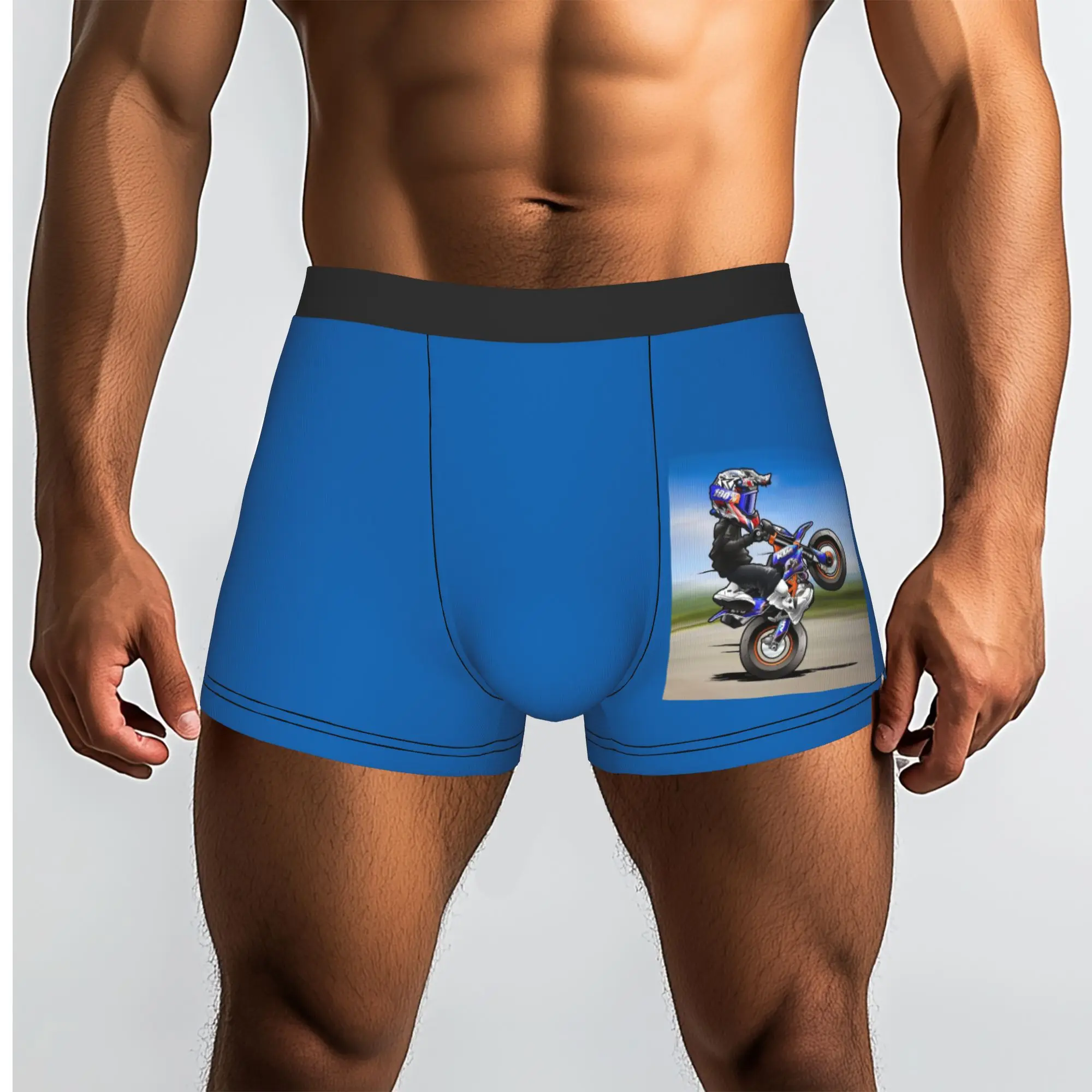 Custom Fashion Motorcycle Stunt Sport Boxers Shorts Panties Male  Breathable Mobile Bike Cartoon Pattern Briefs Underwear