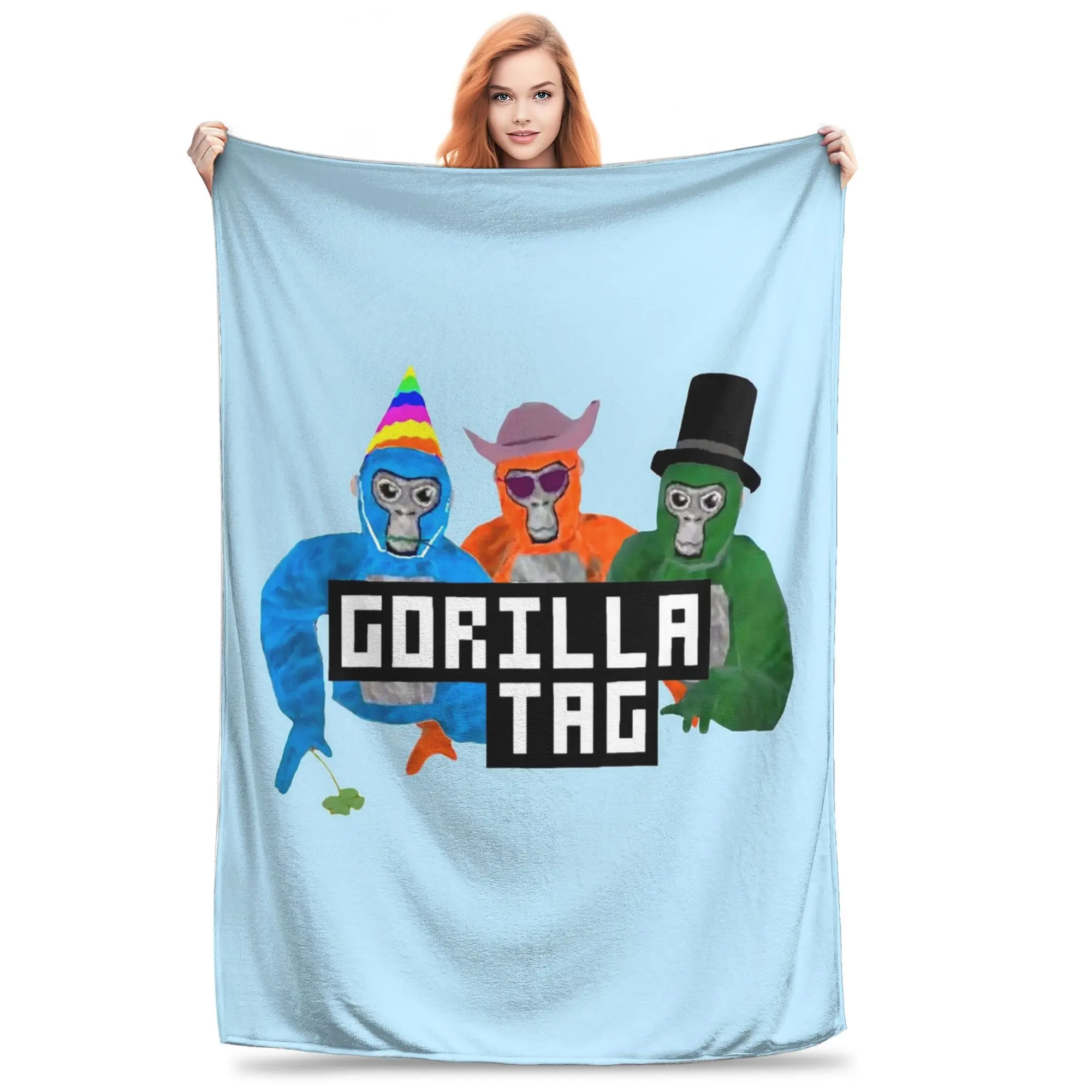 

Gorilla Tag Party Hat Gorilla Tag Merch Blankets Soft Warm Flannel Throw Blanket Bedding for Bed Living room Picnic Travel Home