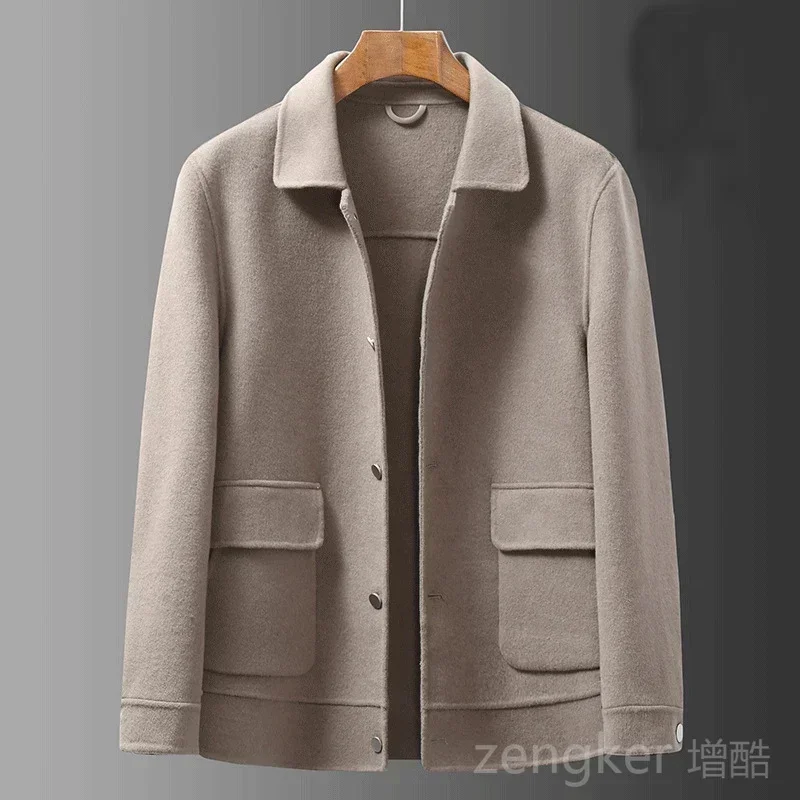 

Autumn winter new men's plus size double-sided woolen coat black plus size woolen jacket oversize woolen jacket 9XL 8XL