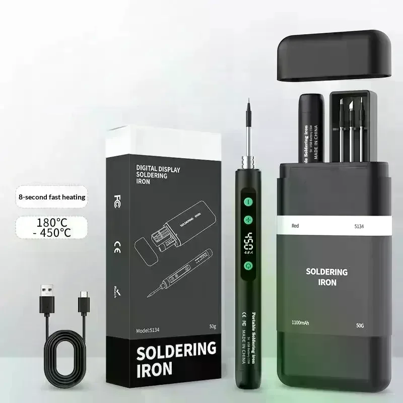 Intelligent Adjustable Temperature Fast Heating Mini Solder Irons Repair Tool 8W TypeC Digital Electric Soldering Iron Kit 1 Set