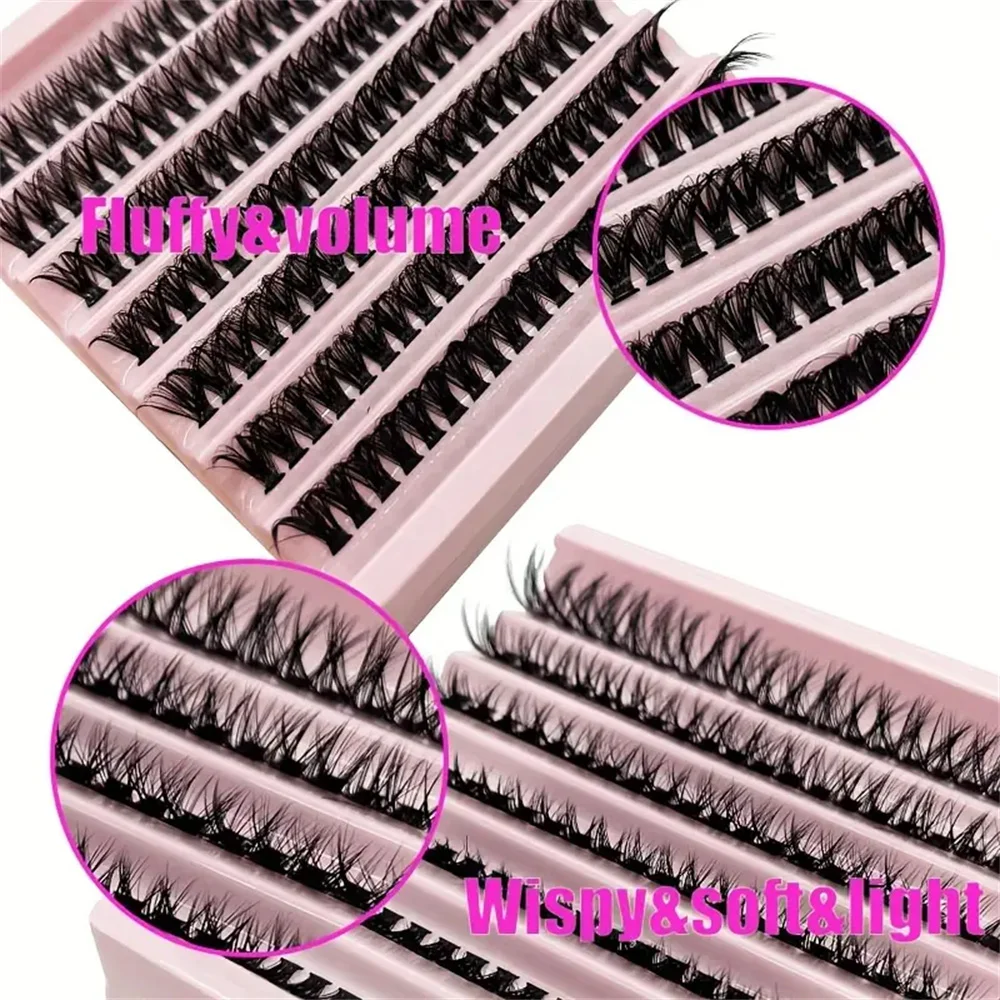 140 peças de clusters de cílios cílios aparência natural extensão de cílios finos 9-16mm d curling cílios postiços fofos reutilizáveis