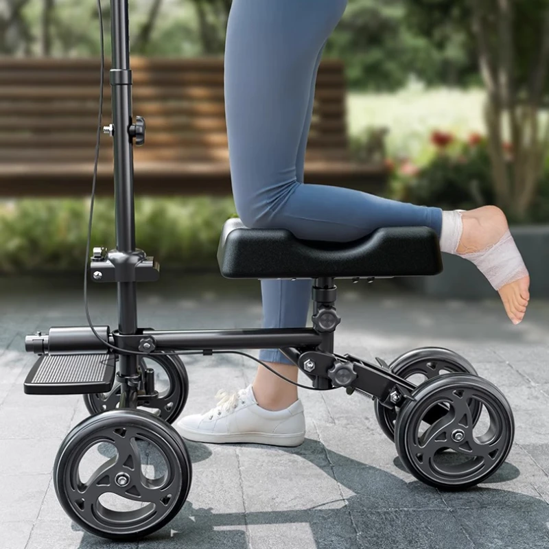 

Leg Support Walker Knee Scooter Recovery Aid for Foot Ankle Injury Adjustable Height Non Slip Wheels Foldable Mobility Device