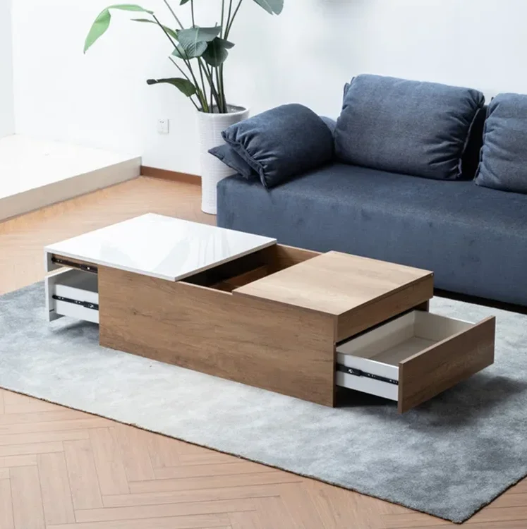 

New Design Office Coffee Table with Storage Drawers Living Room Furniture Easy Assembly Side Table