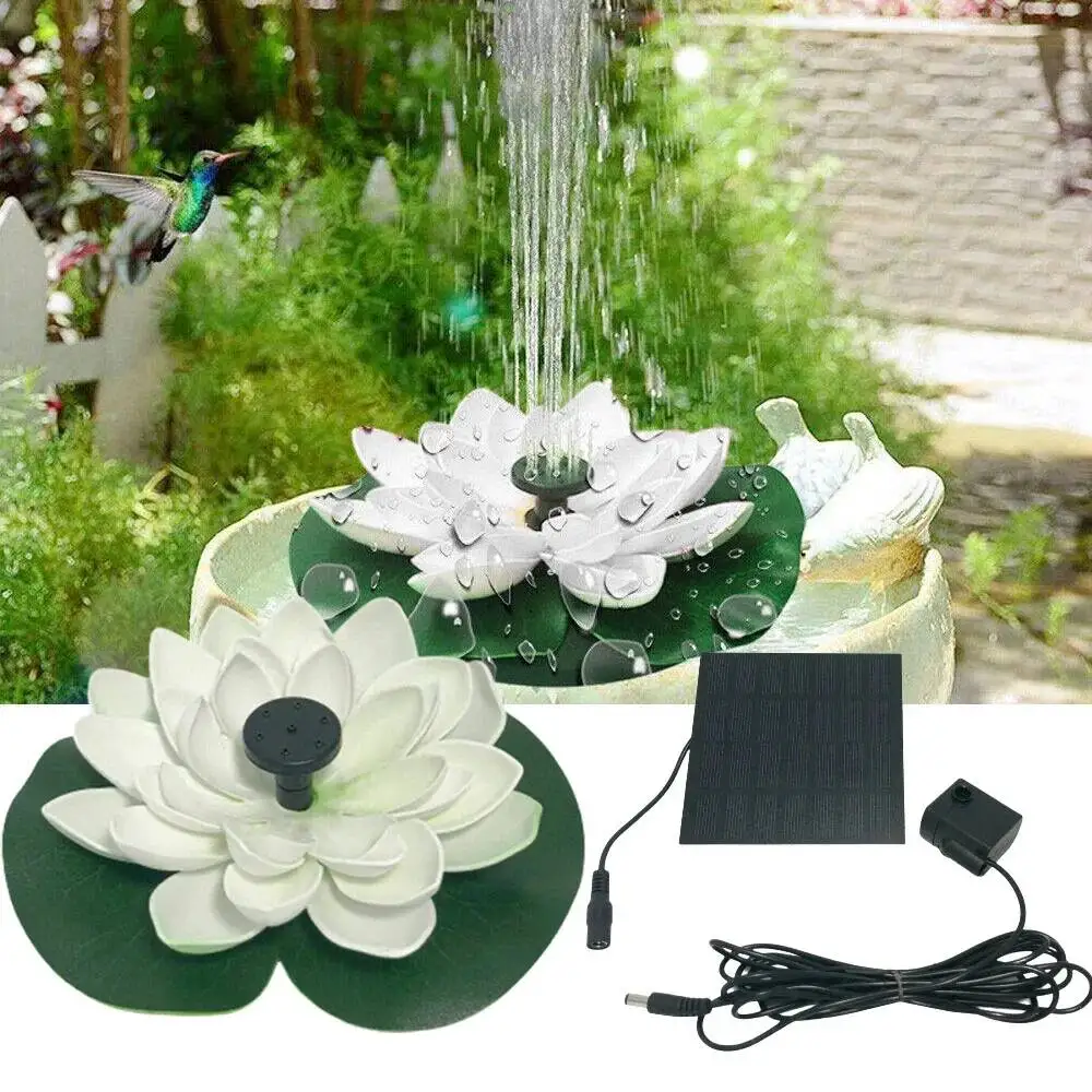 1.2W Mini Floating Solar Fountain Pump Artificial Lotus Multi Color Waterfall Garden Pond Decoration
