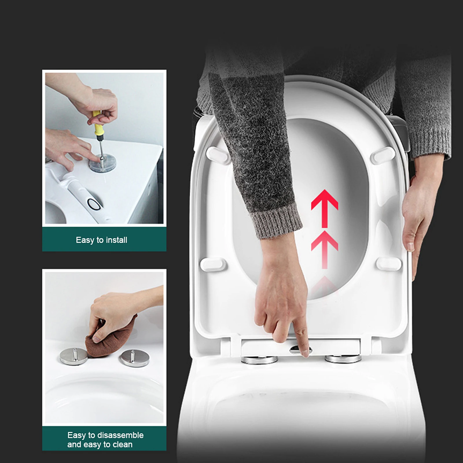 Afgeronde hoek vierkante 04A-PP toiletbrilhoes verdikt voor huishoudelijk gebruik (34 cm breed, 42-48 cm lang)