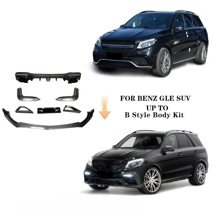 B Style Conversion Body Kit for  GLE W166 SUV Modified Carbon Fiber Front Lip Rear Diffusers Front Splitter Carkit