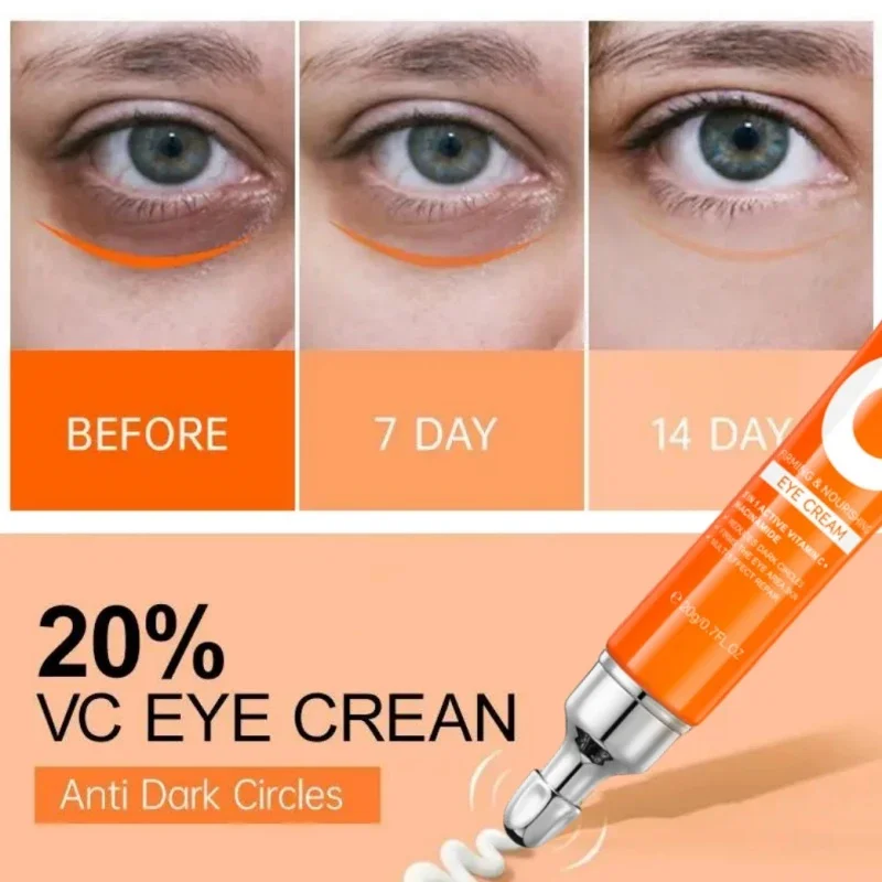 Crema de eliminación instantánea de bolsas de ojos, vitamina C, antiarrugas, reafirmante, desvanecimiento de la piel, líneas finas, Anti ojeras, hinchazón, ilumina el cuidado de los ojos