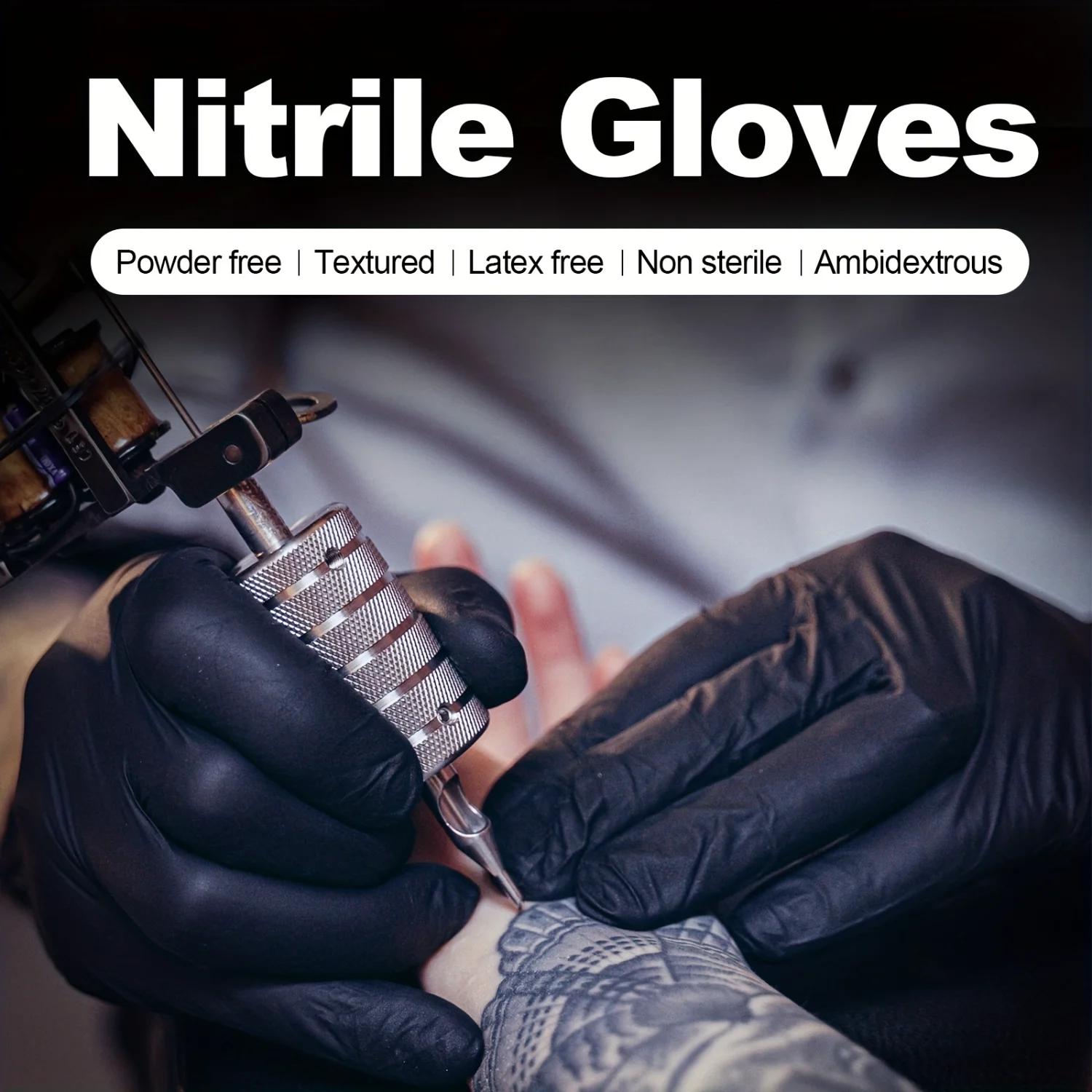 Nitrile Gloves, Disposable Black Nitrile Gloves 4Mil Large Cleaning Gloves For Cooking, Household & More, Powder-Free, Latex-Fre