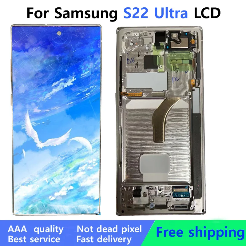 

6.8'' Display For Samsung Galaxy S22 Ultra 5G S908 Display LCD Touch Screen Digitizer Assembly For S22U LCD Replacement