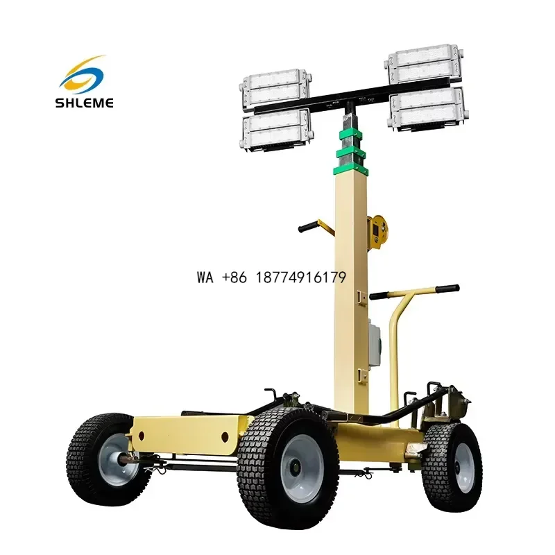 wmwmnu Trolley Light Tower Industrial Mobile Powerful Output of 4 Led Lamps Lighting Tower