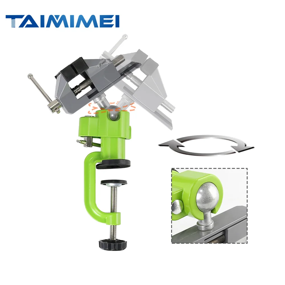 TAIMIMEI 360 Degrees Bench Vise Home Table Vise Clamp-On Vise Aluminum Alloy Swivel Rotating Universal Clamp