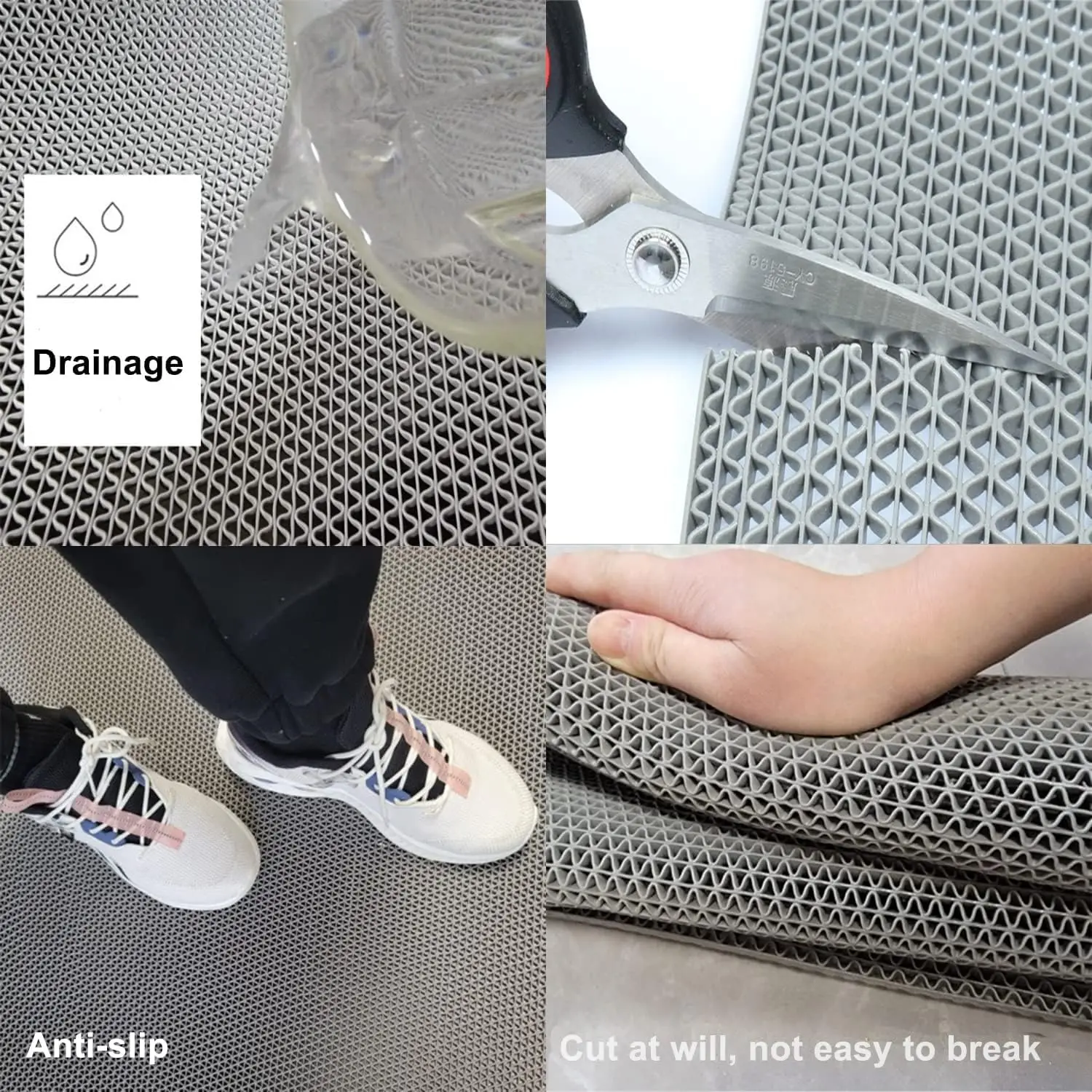 Minimalist Anti Slip Mat for Bathroom and Kitchen, Hollow Mesh Bathroom Floor Mat, Anti Slip Plastic Mat, Durable Fashionable