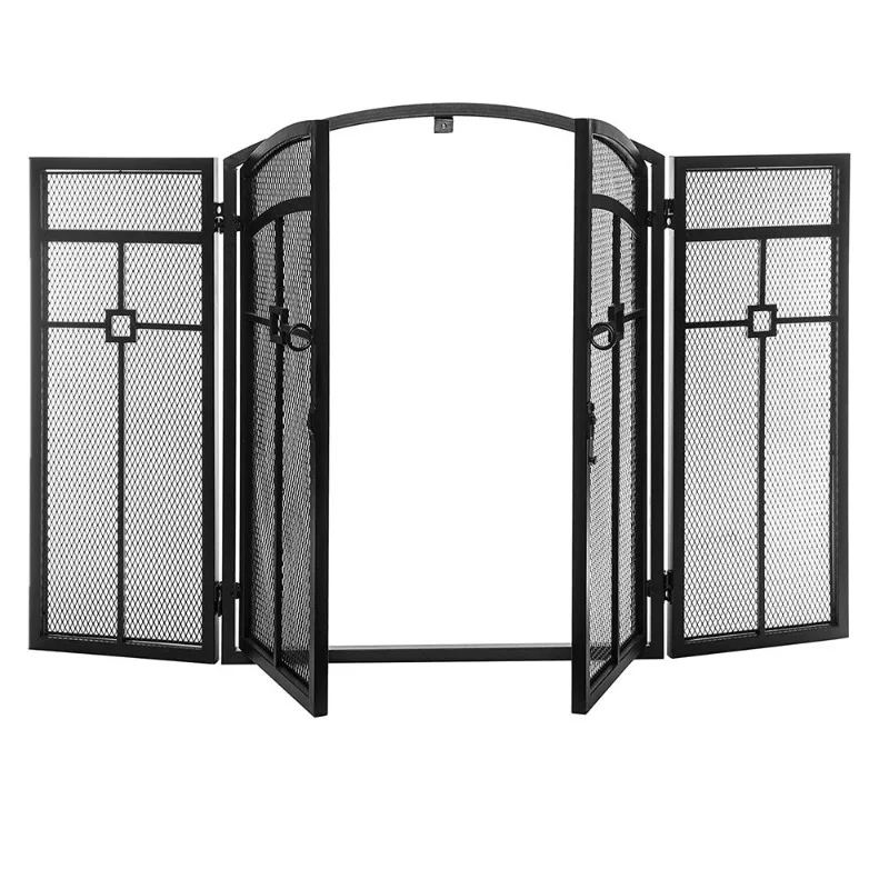

Simple black double door screen indoor fireplace folding partition screen
