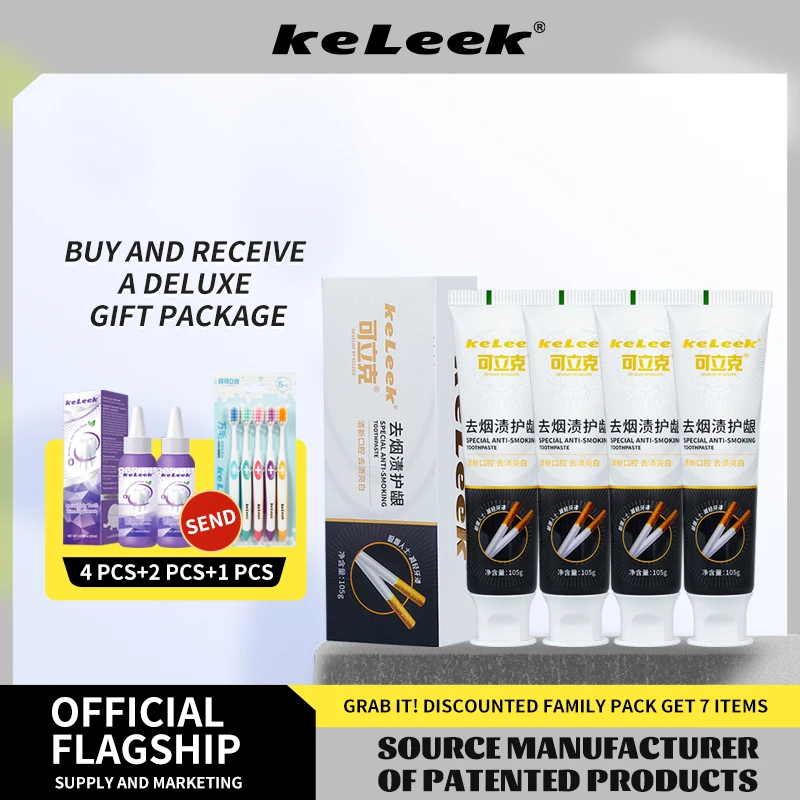 Keleek المدخنين العناية باللثة معجون أسنان مبيض dentifrice مزيل رائحة الفم الكريهة تنظيف سم النحل حزمة عائلية تجويف الفم الطازجة 7 قطعة