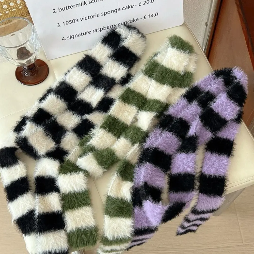 

Trendy Harajuku Narrow Long Scarf Gothic Punk Faux Fur Y2K Striped Scarf Streetwear Casual Choker Streamer Women