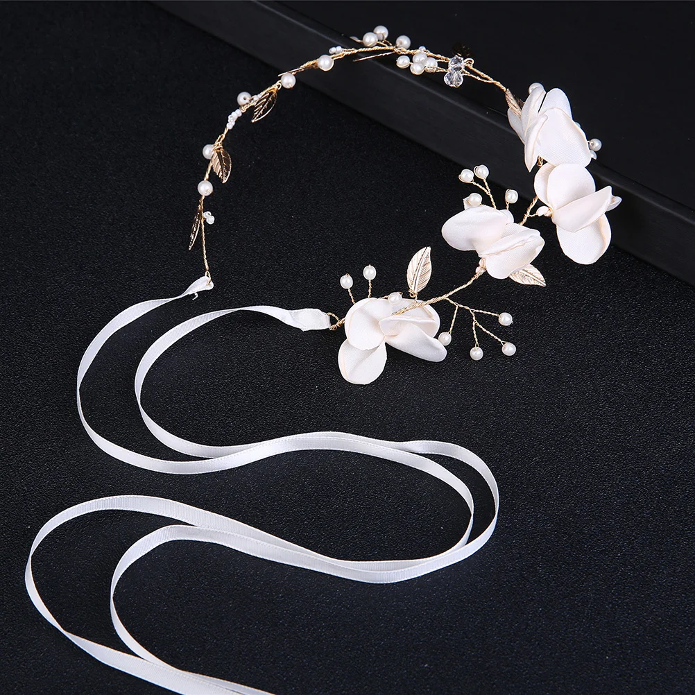 سلسلة شعر كلاسيكية من القماش البيج، عصابة رأس أنيقة لحفلات الزفاف، إكسسوارات للشعر للنساء